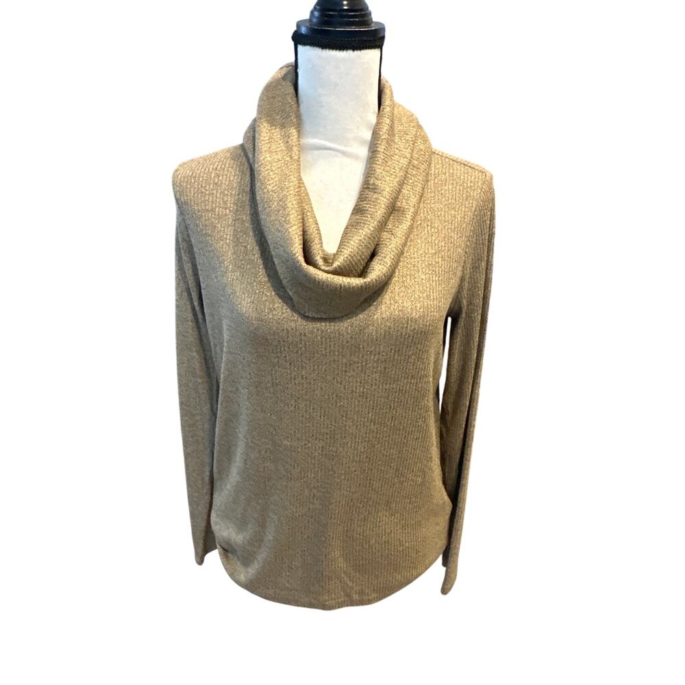 Women’s Lauren Ralph Lauren Black Label Cowl Neck Gold Sweater. Size Large. NWT!